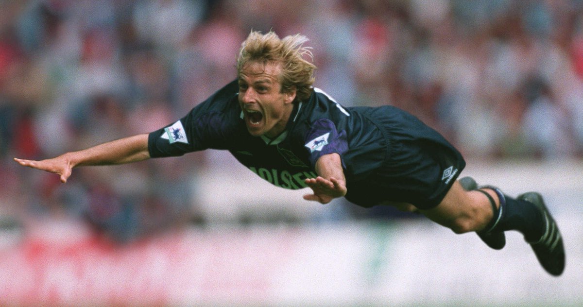 Cựu danh thủ Jurgen Klinsmann là ngôi sao Đức đầu tiên chinh phục được tình yêu của CĐV Anh và giải Premier League